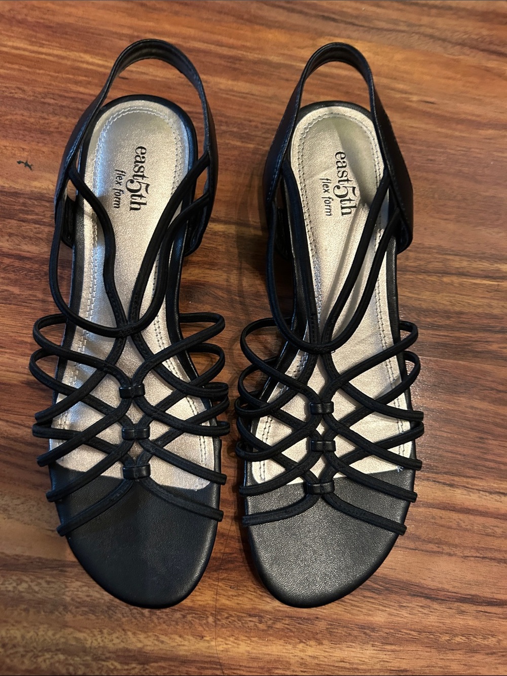 East 5th Black Strappy Slingback Sandals